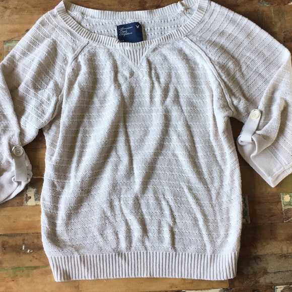American Eagle Off White Knit Light Sweater - Picture 1 of 4